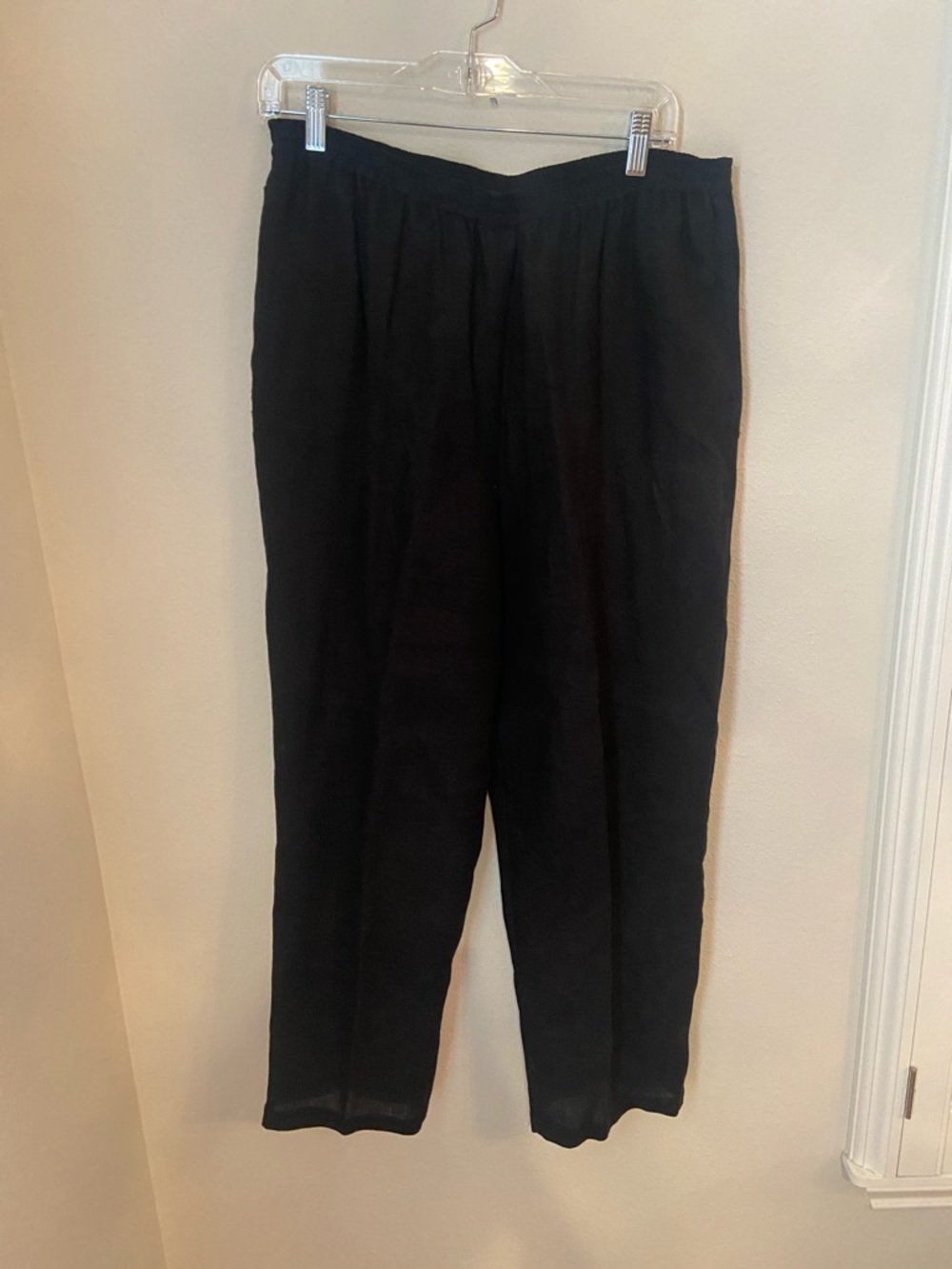 Eskandar Black 100% Linen Pull On Crop Pants Size 0 Made in England